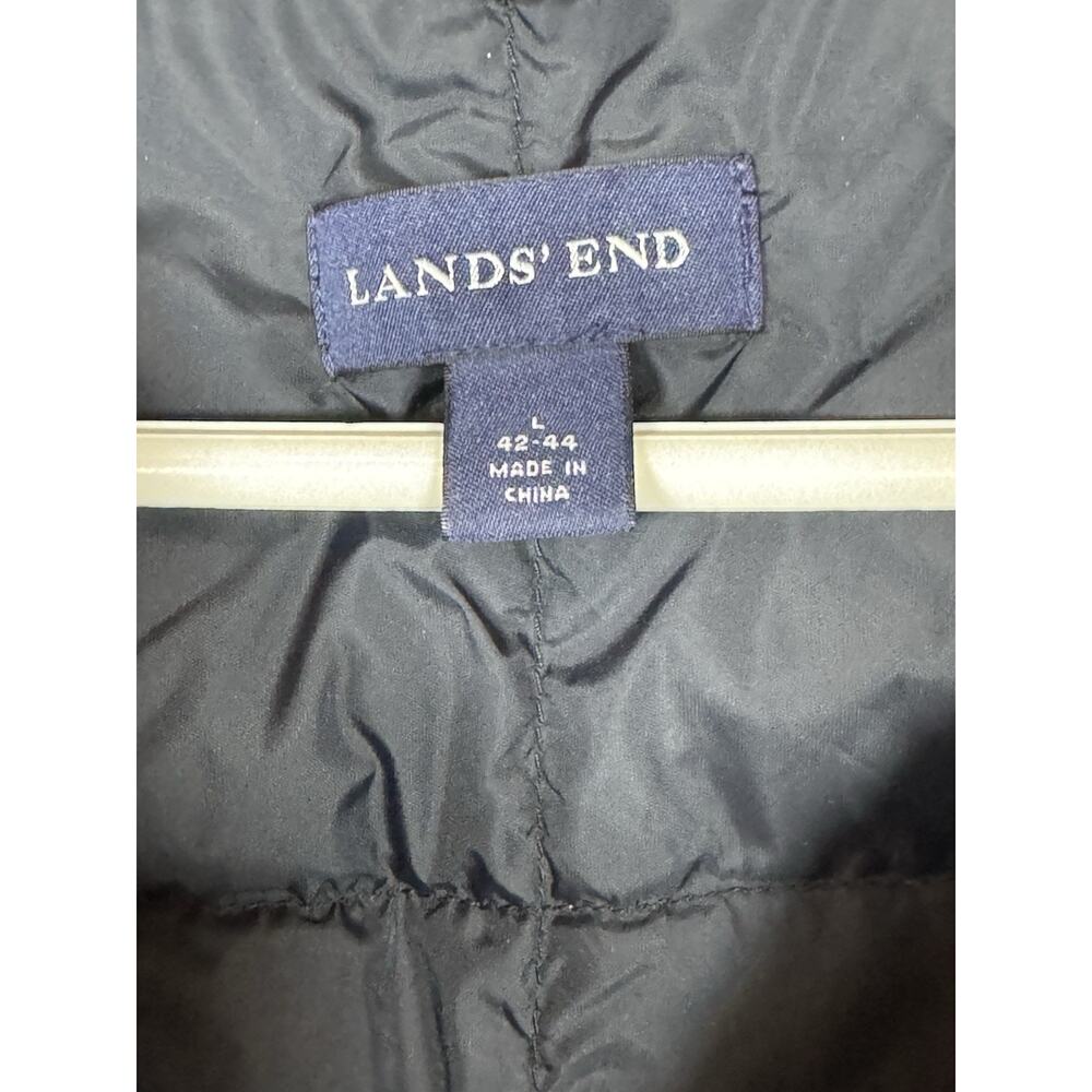 Lands' End Down Feather Puffer Vest Men's Large 42-44 Black Snap Button - Picture 4 of 7